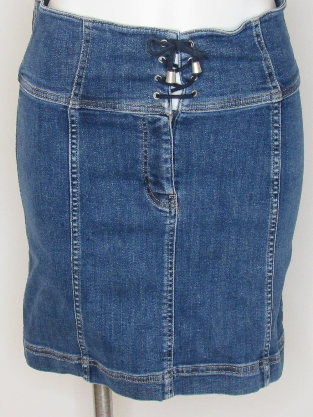Free People Modern Femme Corset Lace Up Stretch Denim Mini Skirt Women's 8